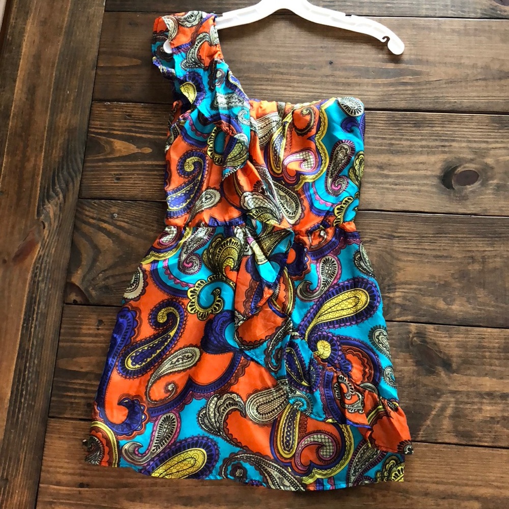 One-Shoulder Paisley Dress